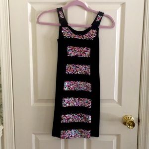Flowers By Zoe black multicolored sequined dress!